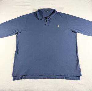 Polo Ralph Lauren Vintage 90’s Long Sleeve Pique Polo Shirt 4XLT Tall Blue